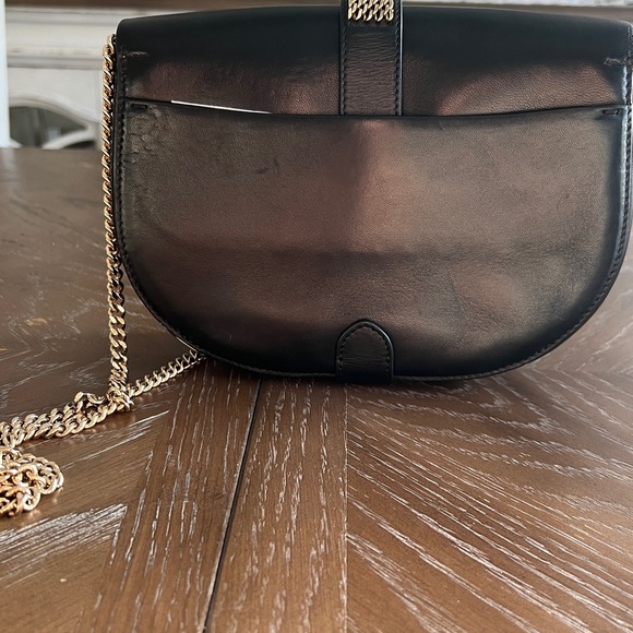 LANVIN Lamb Leather Crossbody Bag Logo Chain Trim & Strap Magnetic Flap - Picture 15 of 17